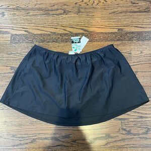 Island Escape Womens Size 20W Skirtini Swim Skirt Black Attached Bikini Bottoms